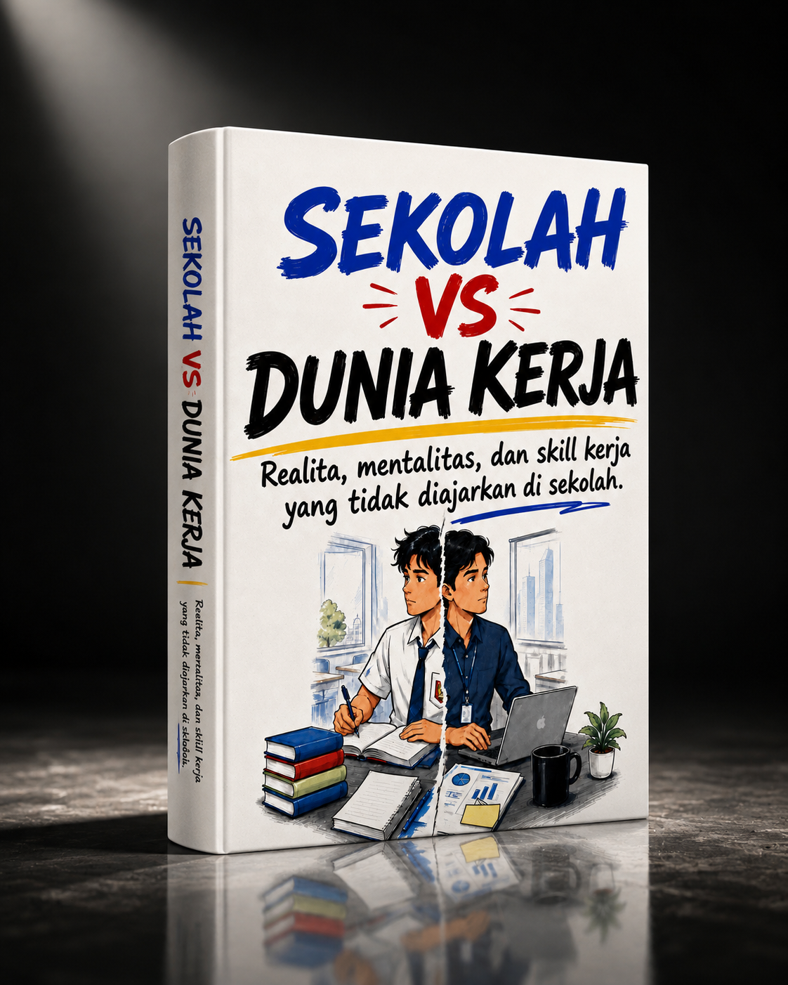 Mockup eBook Sekolah vs Dunia Kerja